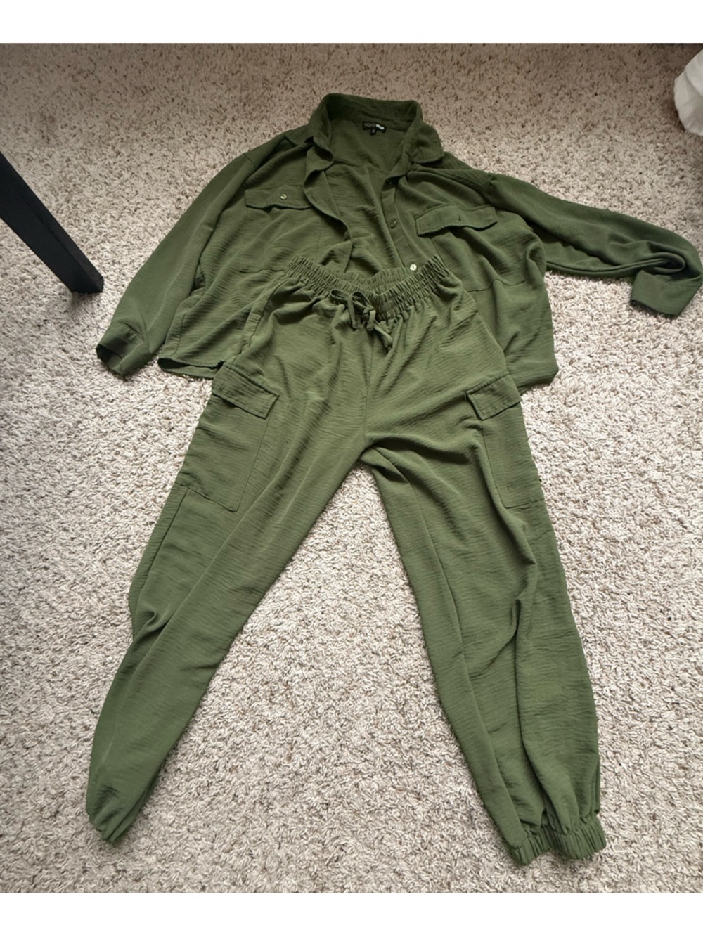 Olive Green Women's Cargo Two Piece Set